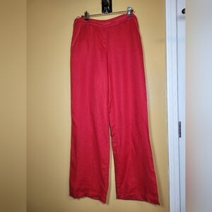 Per Una Red 100% Linen Wide Leg Pants Sz 10